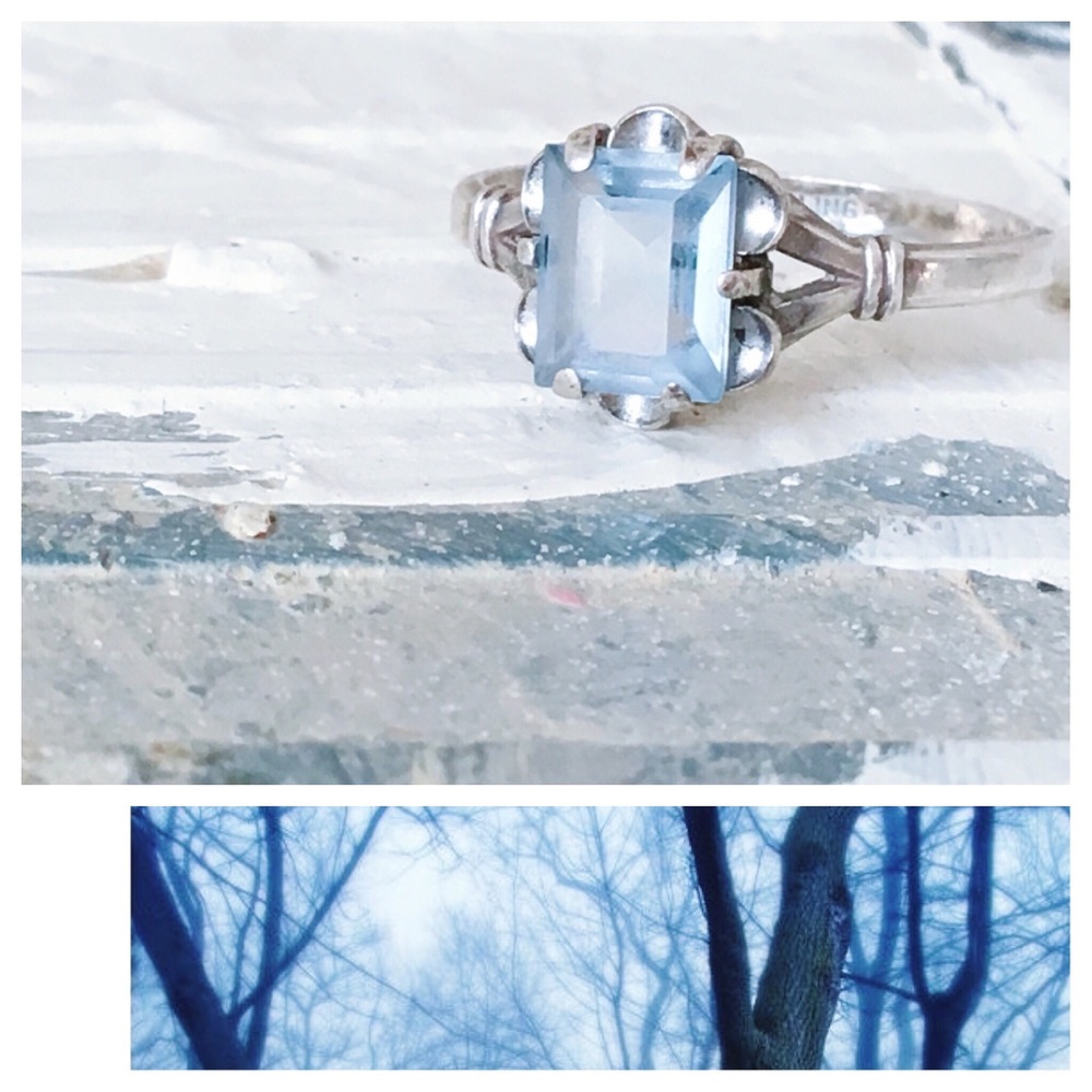 Antique Vintage Sterling & Aquamarine Ring